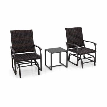 Outdoor furniture set, 3 pieces, Brown