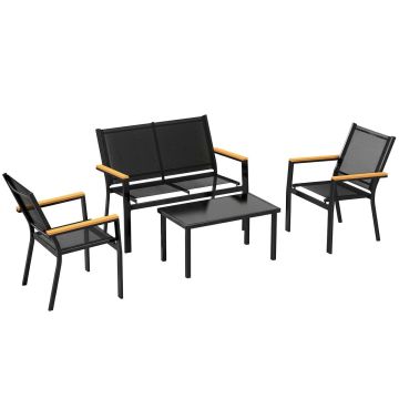 Välimööblikomplekt, 4 osa, Must, 110 × 84 × 63,5 cm