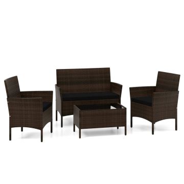 Outdoor furniture set, 4 pieces, Black, 71.12 × 40.64 × 40.64 cm