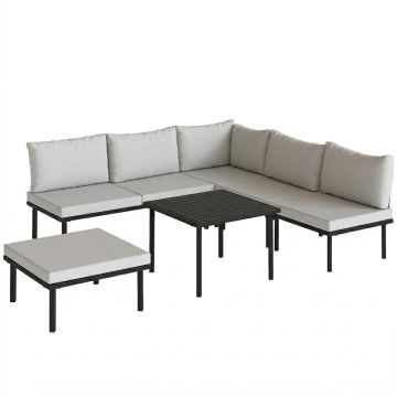 Välimööblikomplekt, 6-osaline, Hall/must, 234 × 176 × 64 cm