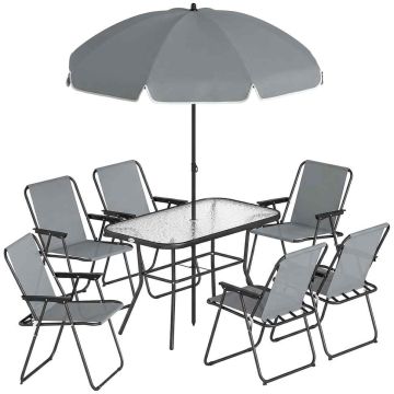 Aiamööblikomplekt, 8-osaline, 6 tooli, 119 × 70 × 68 cm