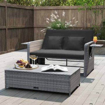Outdoor furniture set, two-seater, 4 positions, 166/122 × 70–111 × 55–88 cm