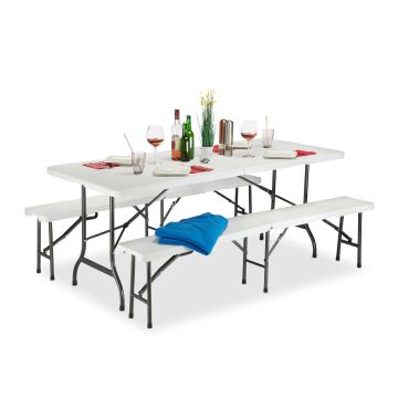Комплект уличной мебели Relaxdays 10022837.0, 1 стол и 2 скамьи, 180 × 74 × 74,5 см