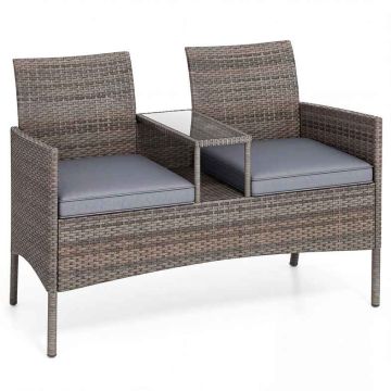 Outdoor furniture set, sofa with table, 62 × 124 × 84 cm