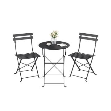 SONGMICS GGF036BZ01 Outdoor Furniture Set, 1 Table and 2 Chairs