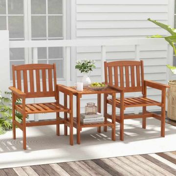 Outdoor furniture set, with storage box and 2 umbrella holes