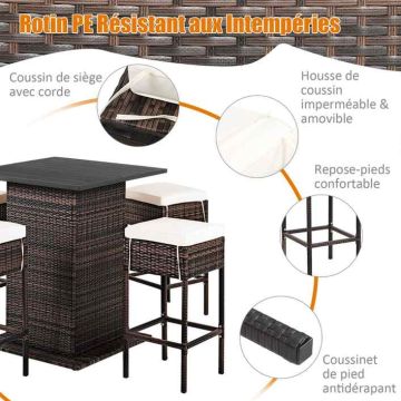 Outdoor bar furniture set, 5 pieces