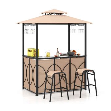 Outdoor Bar Set, 3-Piece, 6.5 × 4 × 8 ft