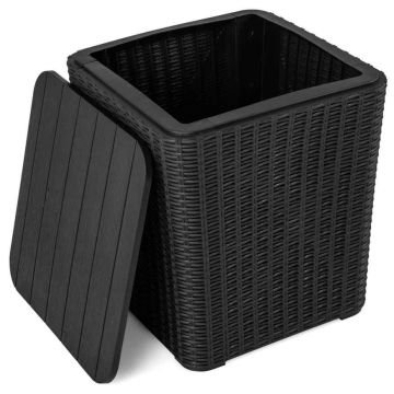 Outdoor storage box, with removable lid, 43 l, Black, 38.1 × 43.18 × 38.1 cm