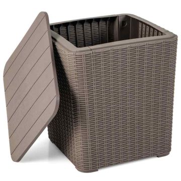 Outdoor storage box, with removable lid, 43 l, Brown, 38.1 × 43.18 × 38.1 cm