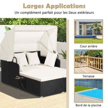 Outdoor daybed with canopy, 165 × 153 × 138 cm