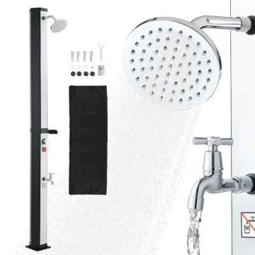 Уличный душ VEVOR LY35L09-CR, 35 л, Чёрный/серебристый, 400 × 255 × 2160 мм