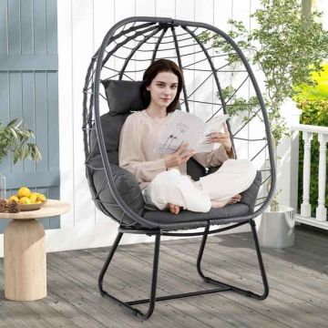 Outdoor armchair, Egg-shaped, Grey/sand, 100 × 76 × 145 cm