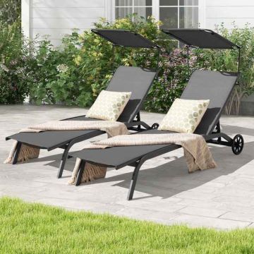 Outdoor sun loungers, 2 pcs, Grey