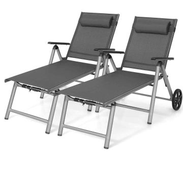 Outdoor lounger, gray, 137.5 × 23.5 × 75 cm