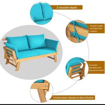 Outdoor lounger, Adjustable armrests, 198 × 75 × 75 cm