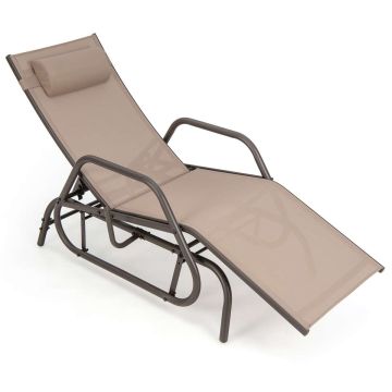 Outdoor lounger, with cushion, Brown/Grey, 152.4 × 99.1 × 66 cm
