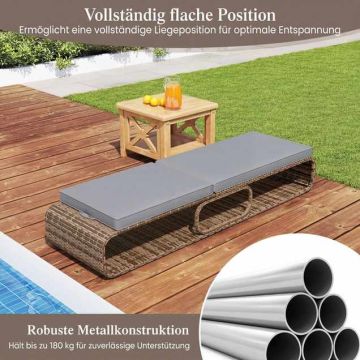 Outdoor sun lounger set, 2 pcs, Grey, 185 × 65 × 26–86 cm