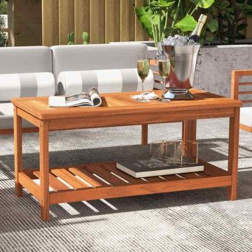 Outdoor Coffee Table, With Bottom Shelf, Brown, 90.17 × 44.45 × 45.72 cm