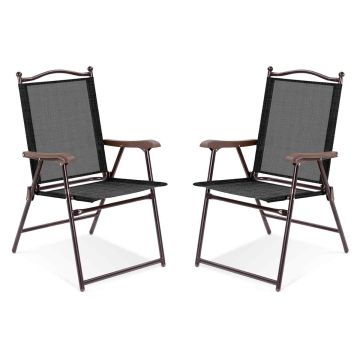Outdoor chairs, 2 pcs, Black, 64 × 58 × 91 cm