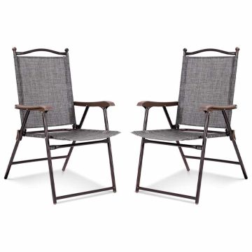 Outdoor chairs, 2 pcs, Grey, 64 × 58 × 91 cm