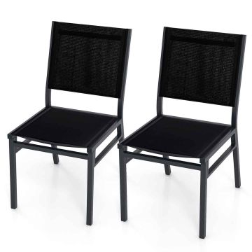 Outdoor chairs, 2 pcs., foldable, black