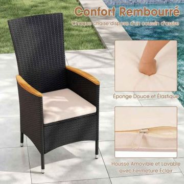 Outdoor chair set, 2 pcs, 62 × 58 × 107 cm
