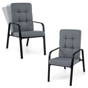 Outdoor chair set, 2 pcs, Grey/black, 81 × 56 × 60–101 cm
