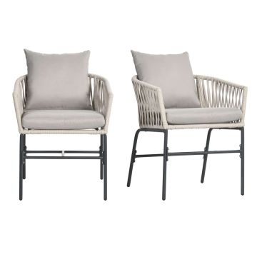 Õuetoolide komplekt, 2 tk, Beež, 57 × 60 × 71 cm