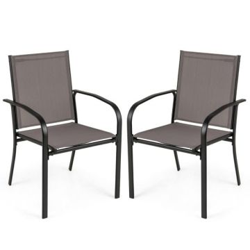 Outdoor dining chair set, 2 pcs, Grey, 61 × 57.5 × 89 cm