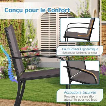 Outdoor Chair Set, 4 pcs, Grey, 61 × 57.5 × 89 cm