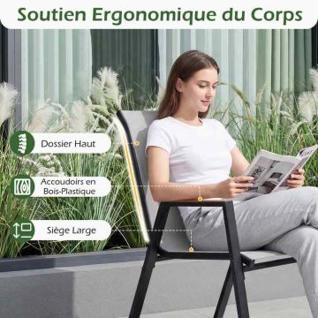 Outdoor Chair Set, 8 pcs, Grey, 56 × 66 × 88 cm