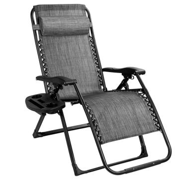 Outdoor chair, Foldable, with cup holder, Gray