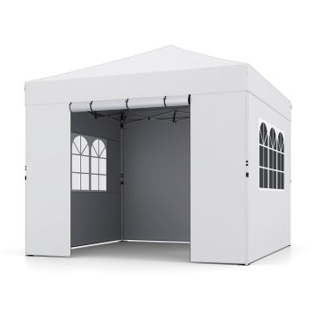 Outdoor gazebo, 4 side walls, White/black/grey, 300 × 300 × 264/274/284 cm