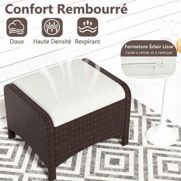 Outdoor poufs, 2 pcs, White, 46 × 54 × 39.5 cm