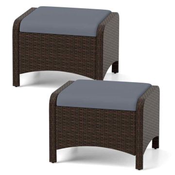 Outdoor poufs, 2 pcs, Grey, 46 × 54 × 39.5 cm