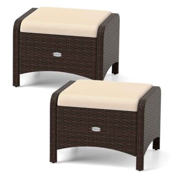 Outdoor pouf set, 2 pcs, Brown, 46 × 39.5 × 54 cm