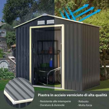 Outdoor storage shed, with 2 extensions, Grey, 213 × 127 × 195 cm