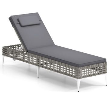 Outdoor chaise longue, 6-position backrest, 194 × 55 × 32/40/58/72/84/94 cm