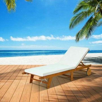 Outdoor chaise longue, Adjustable, Foldable, Sand, 195 × 68 × 30–90 cm