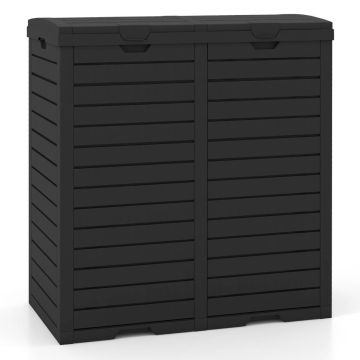 Outdoor trash can, 2 buckets, 135 l, Black, 77 × 40 × 86 cm