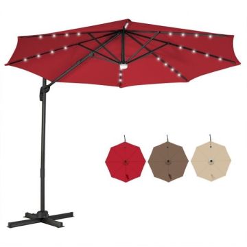 Outdoor umbrella, 28 LED lights, 300 × 300 × 260 cm