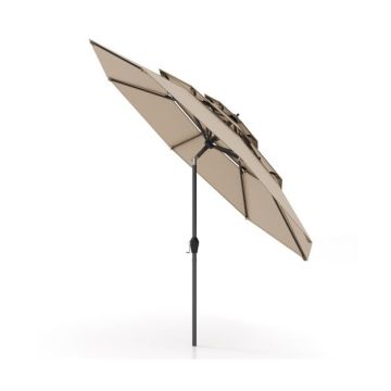 Outdoor umbrella, 3-stage ventilation, Brown, Ø 296 × 250 cm