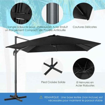 Outdoor umbrella, 8 tilt positions, 300 × 300 × 273 cm