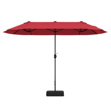 Outdoor Umbrella, Double Sided, 12 Ribs, Red, 13 × 6.6 × 8 ft