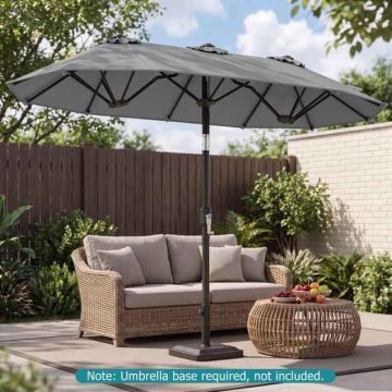 Outdoor umbrella, double-sided, 12 ribs, gray, 304.8 × 219.5 × 161.5 cm