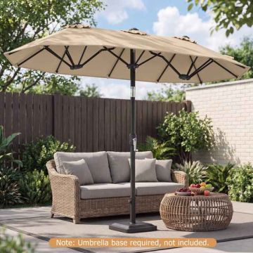 Outdoor umbrella, double-sided, 12 ribs, sand, 304.8 × 219.5 × 161.5 cm