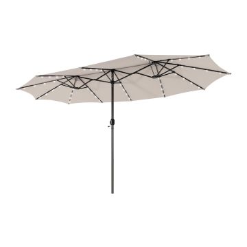 Outdoor umbrella, double-sided, 48 LED lights, Sand, 39.4 × 23.5 × 20.32 cm