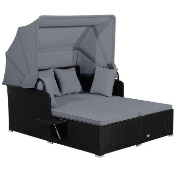Outdoor sofa bed, For two people with retractable canopy, 165 × 153 × 138 cm
