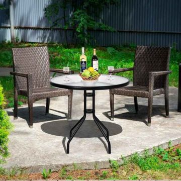 Outdoor table, Round, Black, Ø 70 × 70 cm